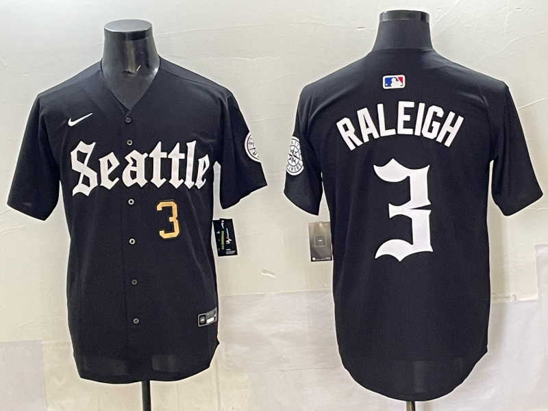 Men Seattle Mariners #3 Raleigh black MLB 2025 Nike jersey 009